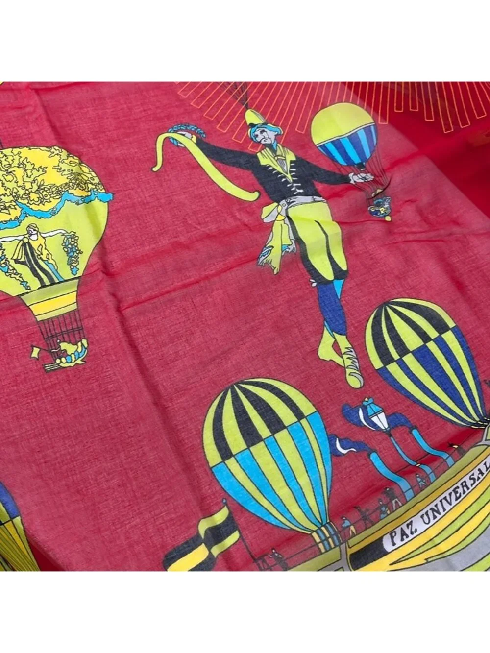 Hermes Shawl Red Yellow Multi Paz Universal Cotton Scarf